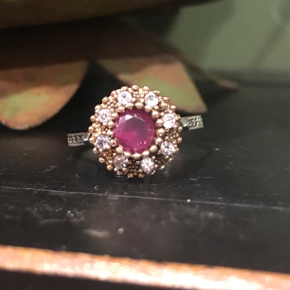 Turkish Style Round Ruby & Silver 925 Ring - image 2
